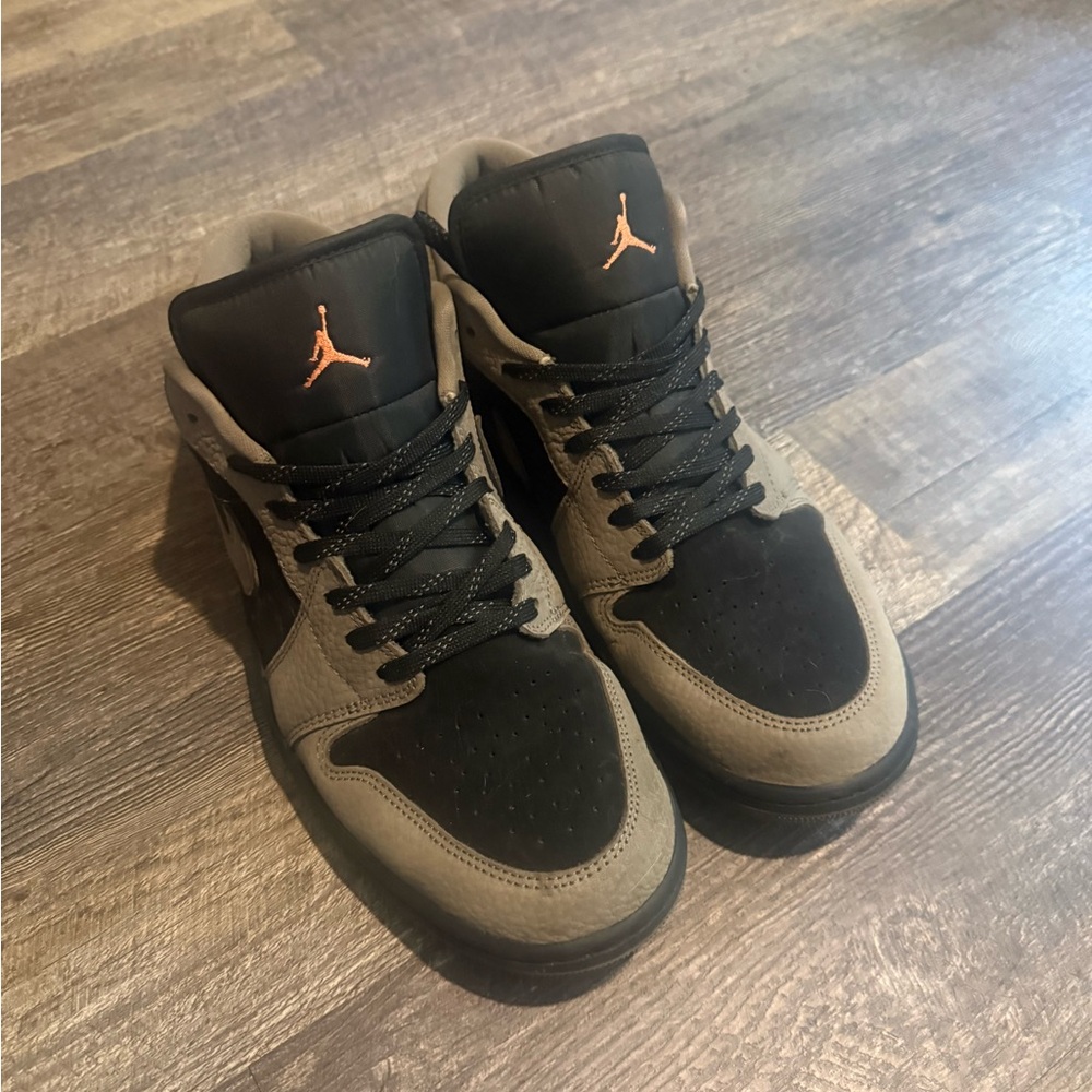 Jordan Mid-Top Sneakers in Black and Brown with Orange Jumpman
